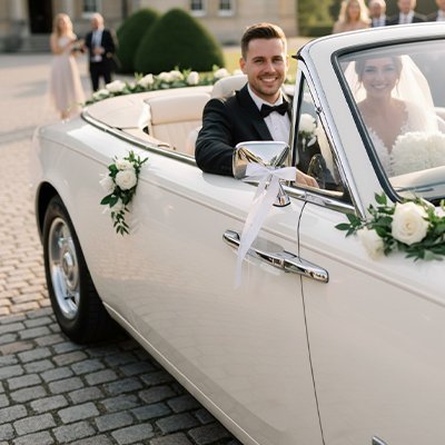 Décoration voiture mariage | Élégance Féerique - ROYAUME AUTOMOBILE